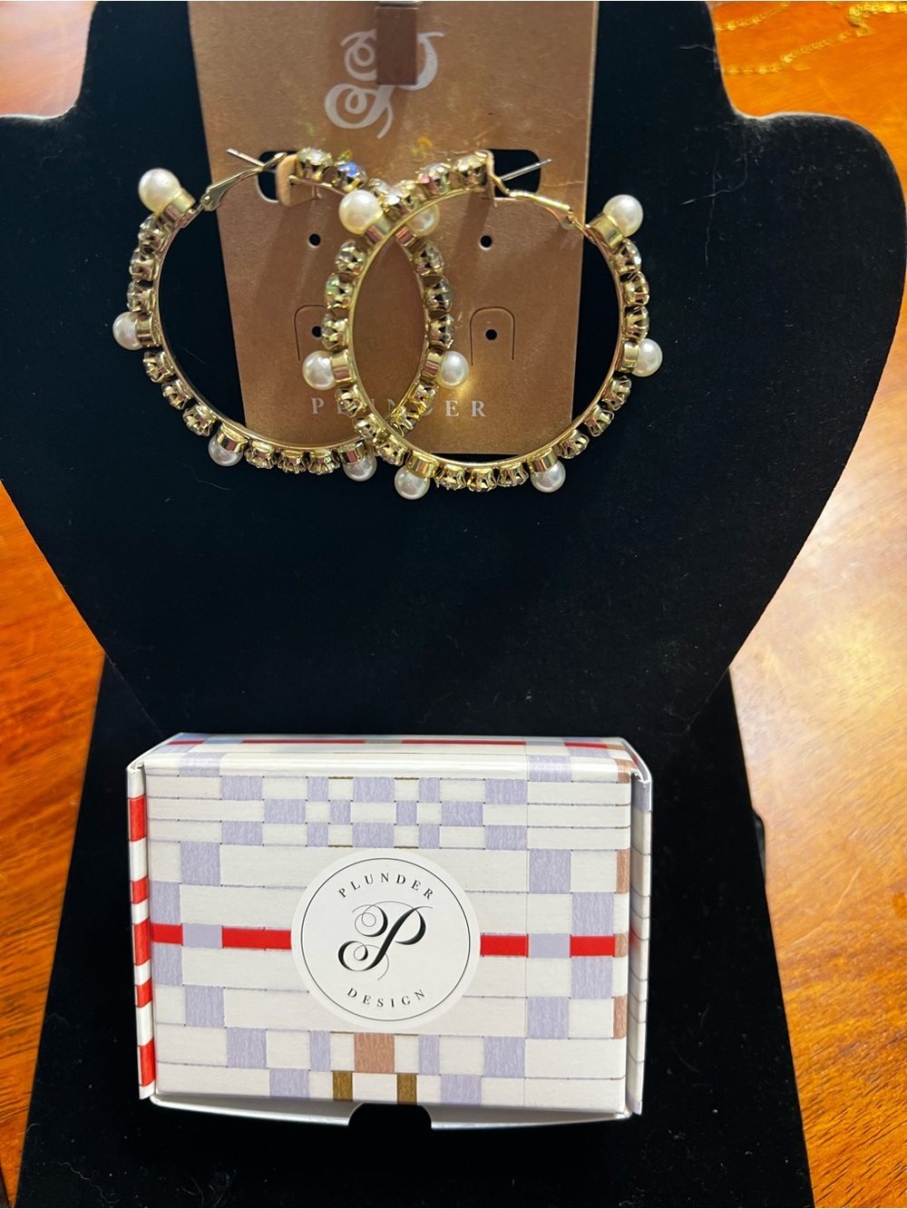 Plunder Gold Hoop Earrings with Pearl Accents